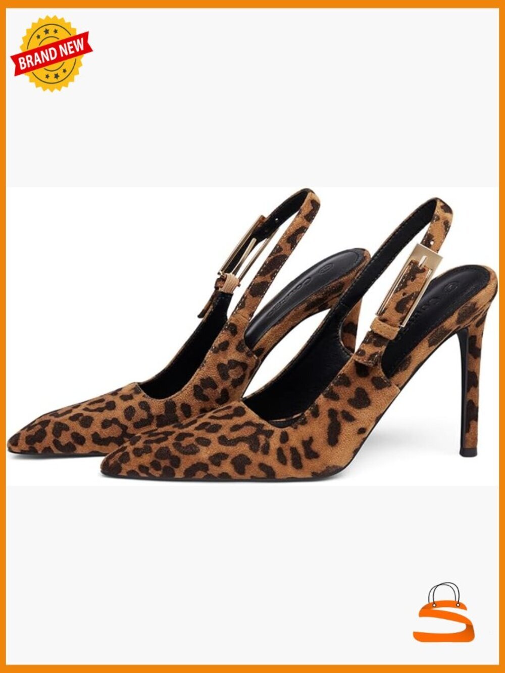 Slingback Stiletto Heels Pointed Toe Dress Pumps with Buckle